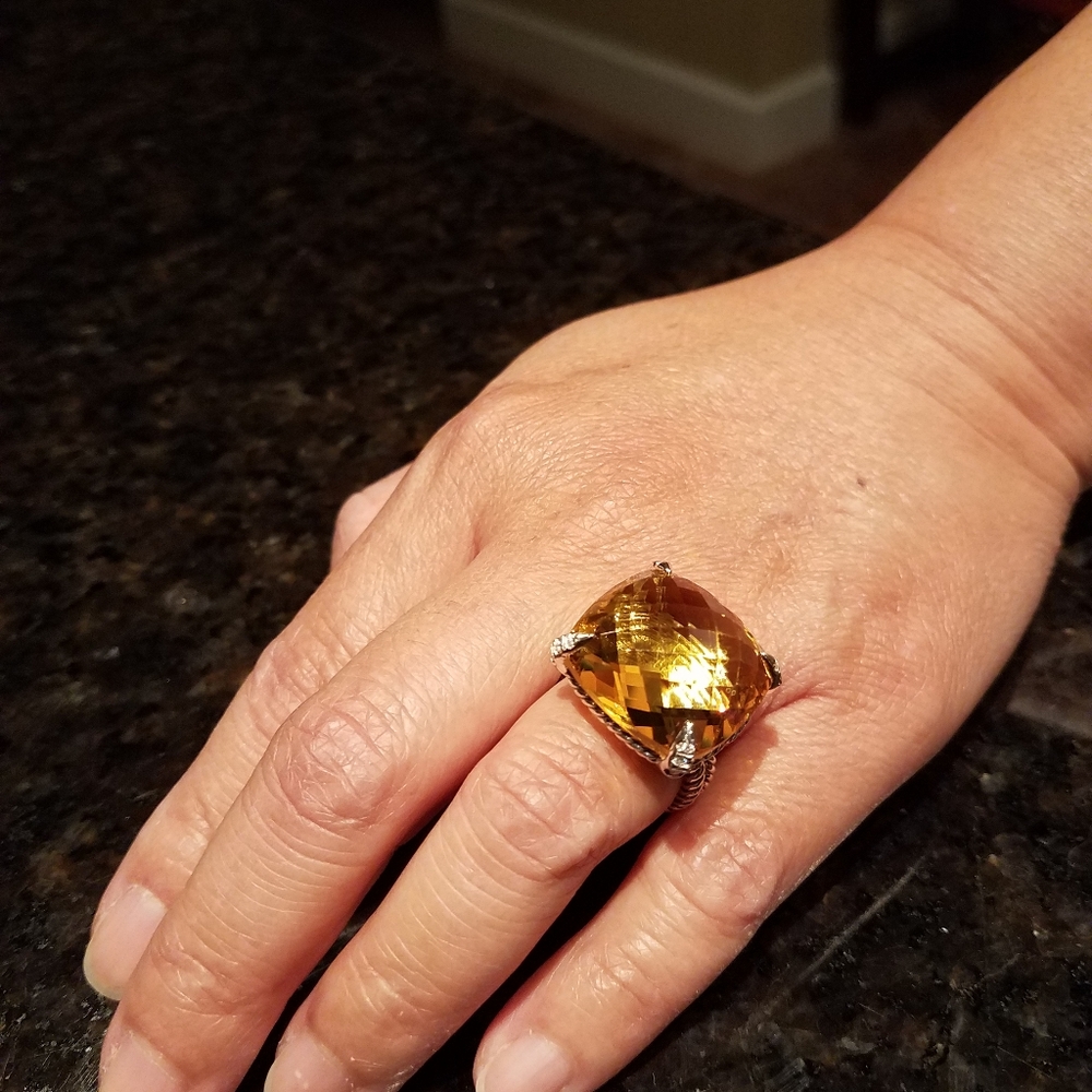 SOLD@! David Yurman 20mm Lemon Citrine and Diam